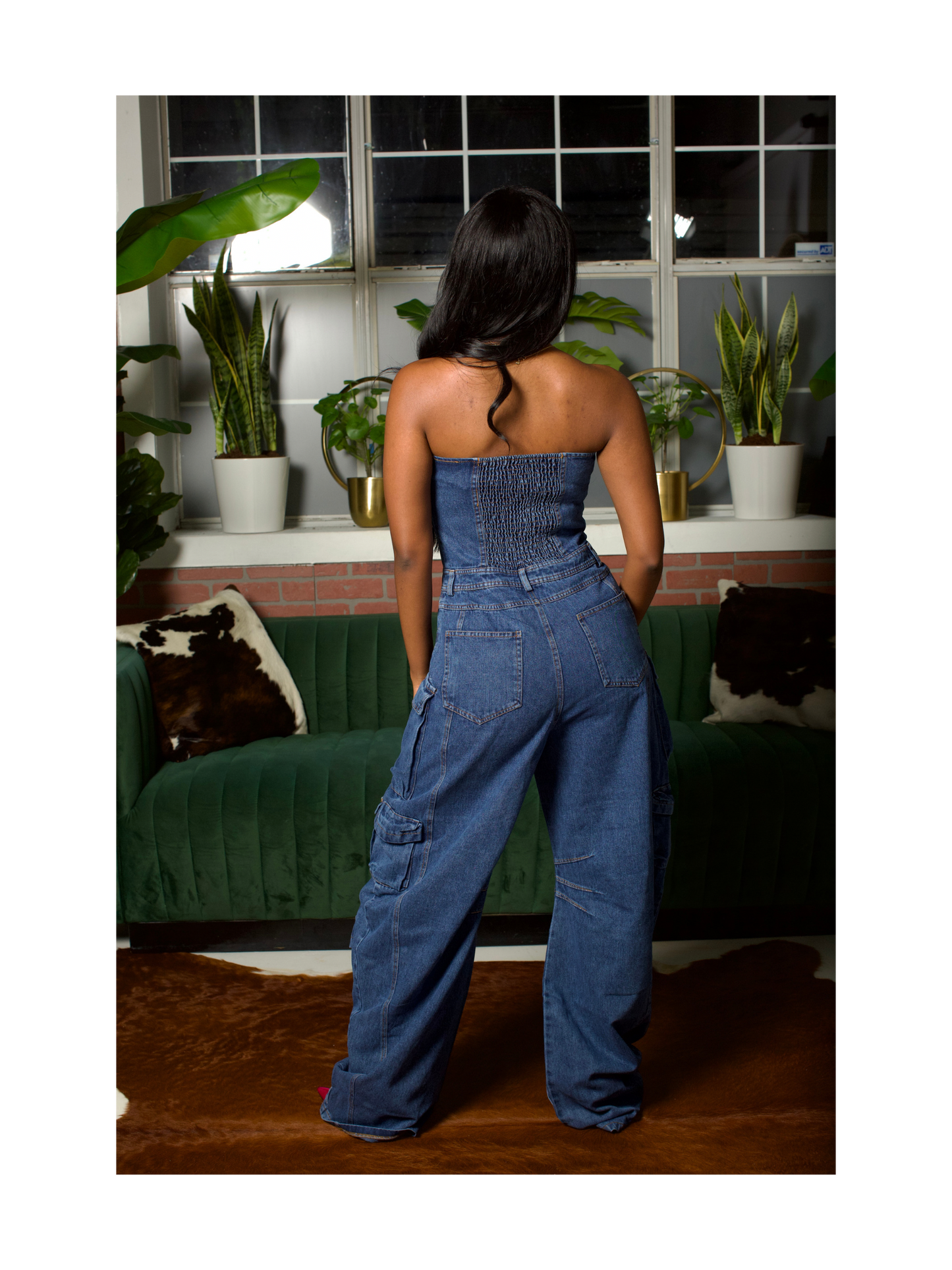 Melanie Cargo Jumpsuit- Dark Wash